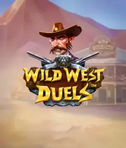  Иллюстрация игрового автомата "Wild West Duels" от Pragmatic Play, на котором изображён суровый ковбой с оружием в руках. На заднем плане нарисована пустынная местность с типичным салуном. Отличный выбор для поклонников жанра вестерн и азартных игр.